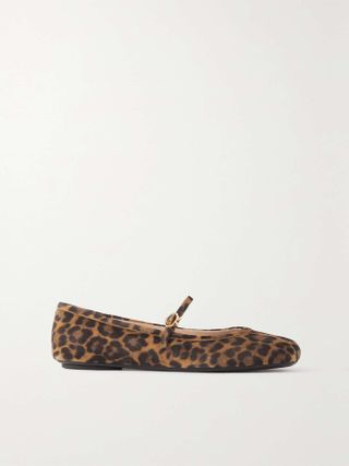 Gianvito Rossi + Carla Leopard-Print Suede Mary Jane Ballet Flats