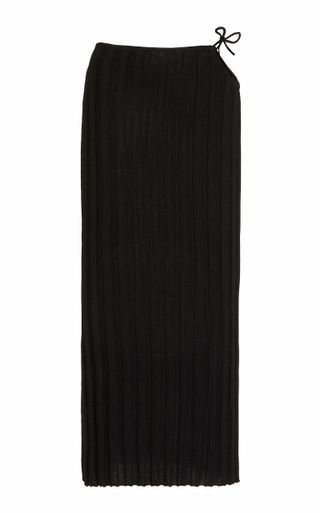 Aya Muse + Emerald Cutout Ribbed-Knit Midi Skirt