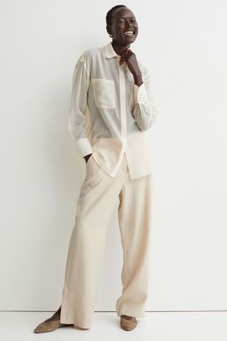 H&M + Wide-Cut Side-Slit Pants