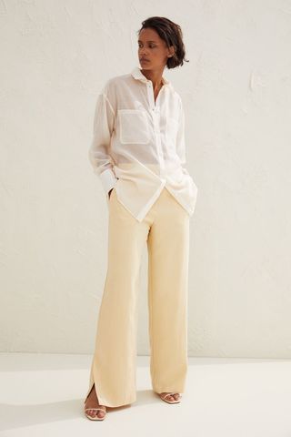 H&M + Wide-Cut Side-Slit Pants