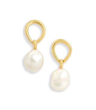 Monica Vinader + Nura Freshwater Pearl Drop Frontal Hoop Earrings