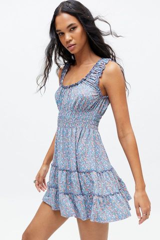 Urban Outfitters + Lizzy Smocked Floral Mini Dress