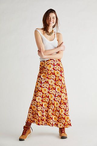 Free People + Thats a Wrap Printed Maxi Skirt