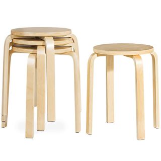 Costway + 18-Inch Bentwood Stools, Set of 4