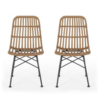 Great Deal Furniture + Yilia Outdoor Wicker Dining Chair (Set of 2)