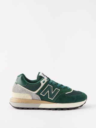New Balance + 574 Suede and Mesh Trainers