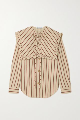 Rejina Pyo + Tate Ruffled Striped Cotton-Poplin Shirt