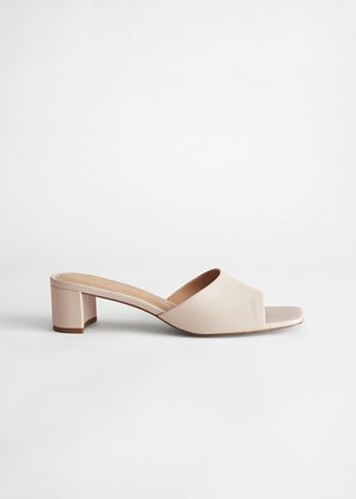 & Other Stories + Heeled Leather Square Toe Sandal