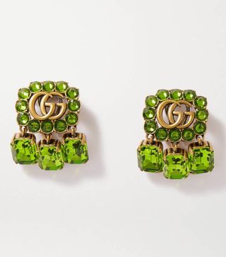 Gucci + Gold-Tone Crystal Clip Earrings