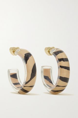 Alison Lou + Jelly Tiger 14-Karat Gold, Lucite and Enamel Hoop Earrings