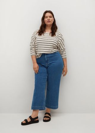 Mango + Violeta Wide-Leg Crop Jeans