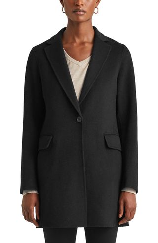 Lauren Ralph Lauren + One Button Wool Blend Coat