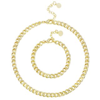 Boutiquelovin + Gold Paperclip Chain Necklace Bracelet Set