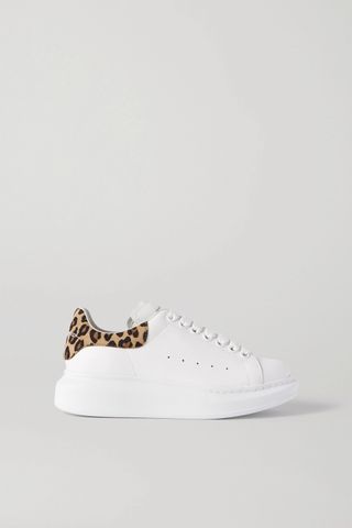 Alexander McQueen + Leopard-Print Suede and Leather Exaggerated-Sole Sneakers
