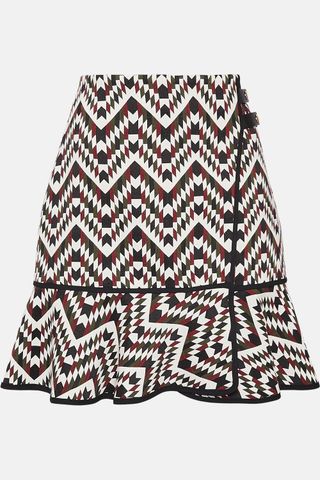 Karen Millen + Geo Jacquard Wrap Peplum Skirt