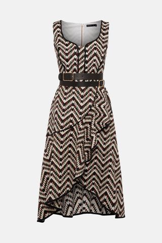 Karen Millen + Geo Jacquard Wrap Belted Maxi Dress