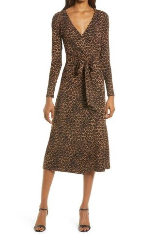 Good American + Daynight Leopard Print Wrap Dress