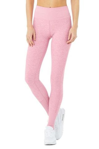 Alo + High-Waist Alosoft Lounge Leggings in Parisian Pink Heather