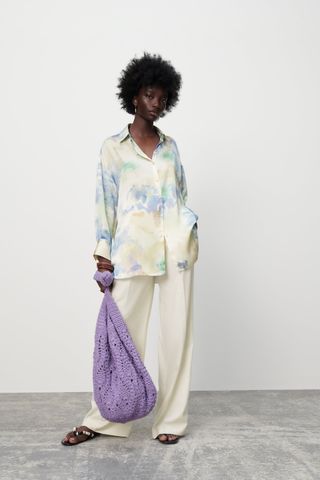 Zara + Oversized Satin Effect Shirt