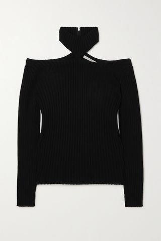 Christopher Kane + Cut-Out Ribbed Wool Jumper