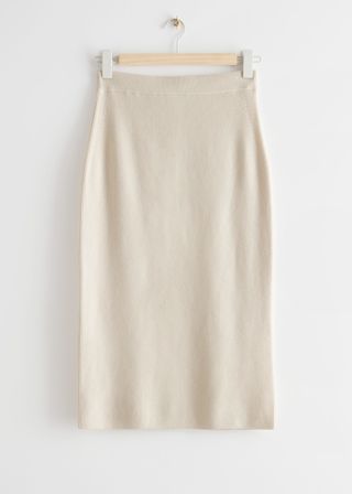& Other Stories + Fitted Knitted Pencil Midi Skirt