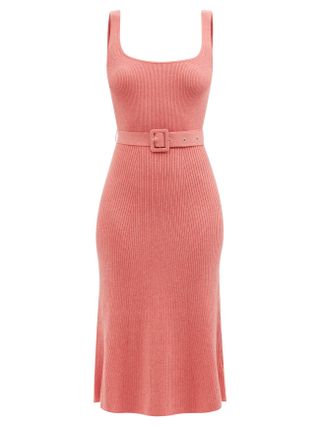 Joostricot + Belted Ribbed-Knit Organic Cotton-Blend Midi Dress