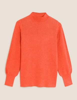 Marks and Spencer + Soft Touch Ribbed Funnel Neck Jumper