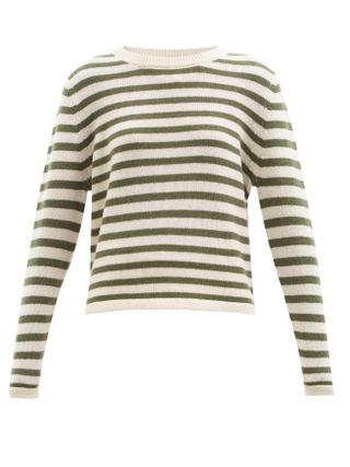 Allude + Striped Wool-Blend Sweater