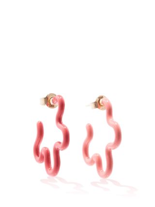 Bea Bongiasca + Flower 9KT Gold & Two-Tone Enamel Hoop Earrings