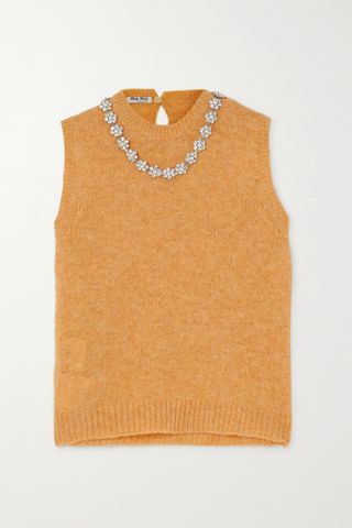 Miu Miu + Yellow Crystal-Embellished Knit