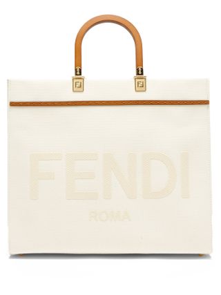 Fendi + Sunshine Logo-Embroidered Canvas Tote Bag