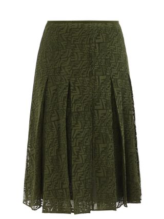 Fendi + FF Vertigo Cotton-Blend Mesh Midi Skirt