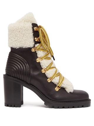 Christian Louboutin + Yetita 70 Shearling-Trimmed Leather Ankle Boots