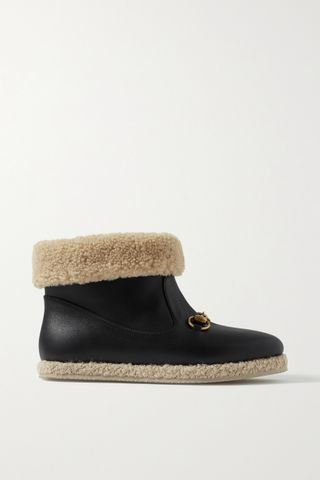 Gucci + Fria Horsebit-Detailed Faux Shearling Leather Ankle Boots