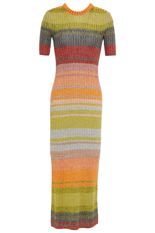 Zimmermann + Brightside Striped Ribbed-Knit Midi Dress