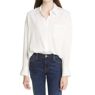 Nordstrom Signature + Relaxed Stretch Silk Shirt