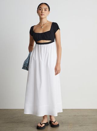Who What Wear Collection + Lauren Cutout Maxi Dress in Black and White