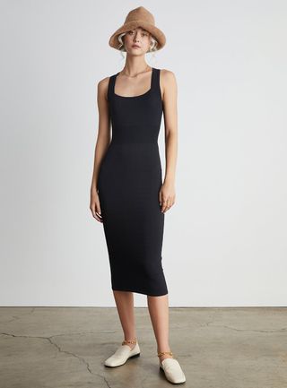 Who What Wear Collection + Indya Square-Neck Midi Dress in Obsidian