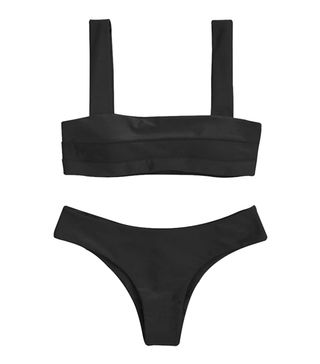 Zaful + Wide Straps Padded Bandeau Bikini Set