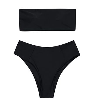 Zaful + Strapless Solid Color 2 Pieces Bathing Suit Swimsuit