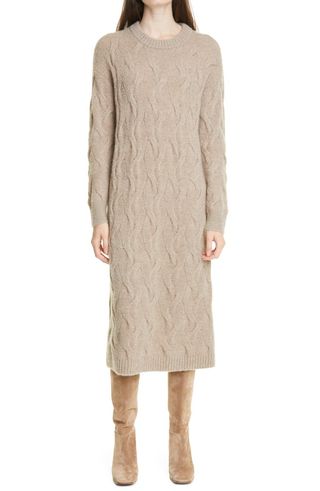 Nordstrom Signature + Cable Long Sleeve Cashmere Sweater Dress