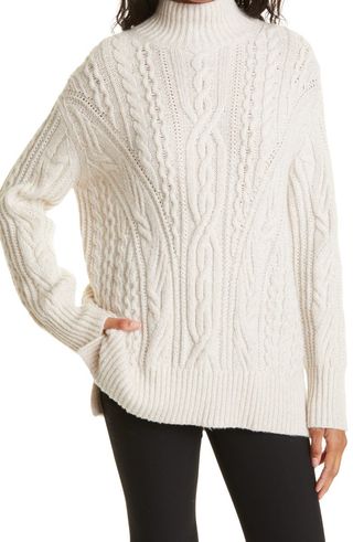 Vince + Cable Extrafine Merino Wool Blend Mock Neck Sweater