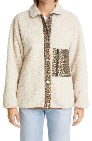 Sandy Liang + Checkers Leopard Trim Fleece Jacket