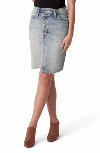 Silver Jeans Co. + Highly Desirable Asymmetrical Denim Pencil Skirt