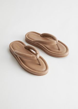 & Other Stories + Padded Strap Leather Flip Flops