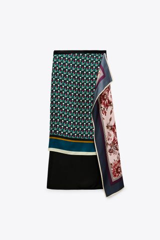 Zara + Printed Silk Pareo Skirt Limited Edition