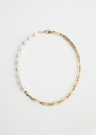 & Other Stories + Pearl Chain Split Necklace
