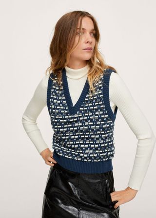 Mango + Contrasting Knit Gilet