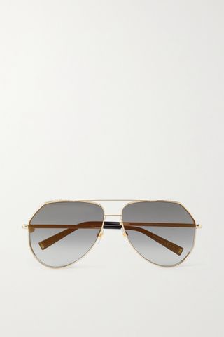 Givenchy + Aviator-Style Crystal-Embellished Gold-Tone Sunglasses