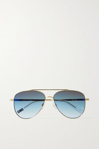 Le Specs + Evermore Aviator-Style Gold-Tone Sunglasses